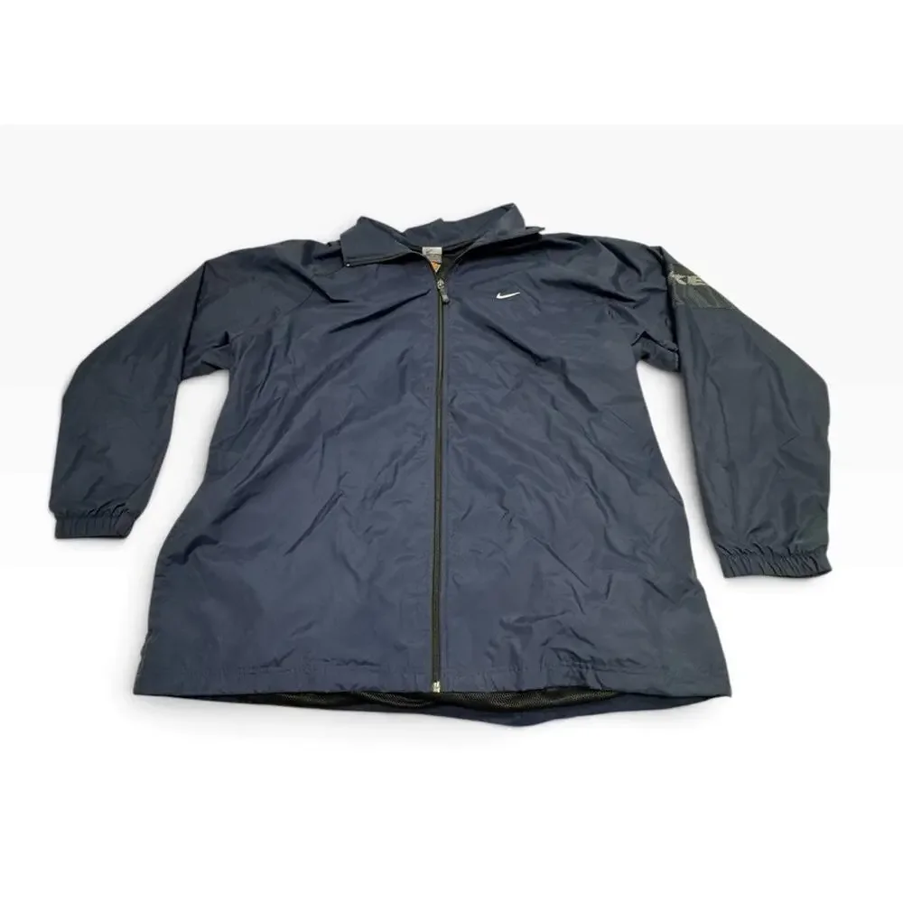VTG NWT Nike Gray Tag XL Dark Navy Blue Full Zip Mesh Lined Windbreaker Jacket
